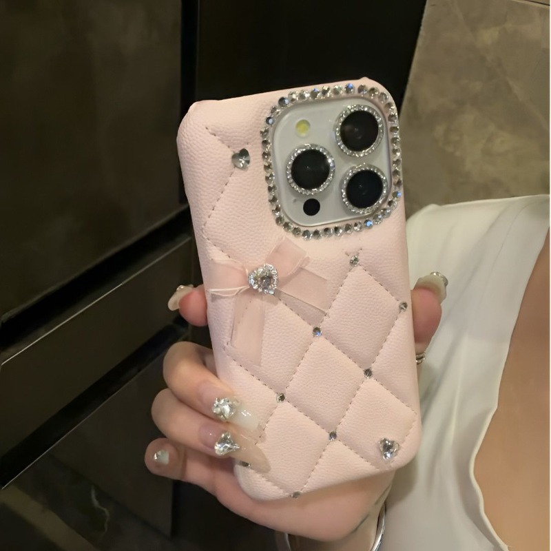 Luxury Bags From Japan - Luxuriöse Mädchenhafte Herzförmige Funkelnde Diamant-Netz-Handyhülle für