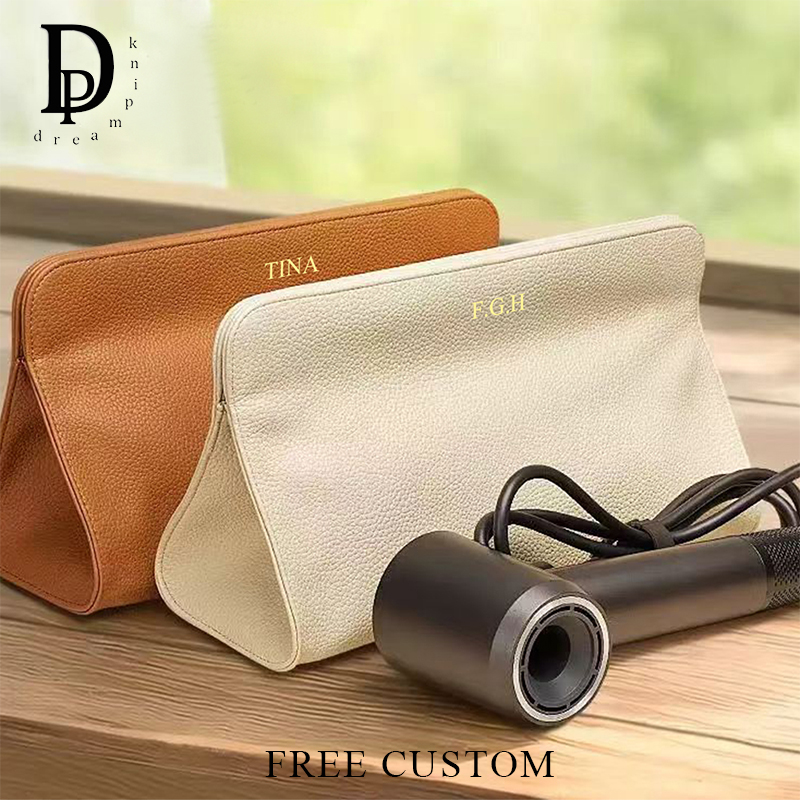 Luxury Bags Names - Personalisierte Haartrockner-Aufbewahrungstasche aus Weichem PU-Leder, Große
