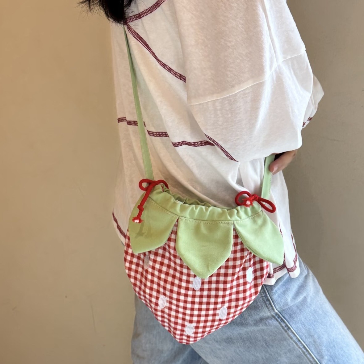 Luxury Bags Cute - Damen-Umhängetasche, japanische, niedliche, lustige Erdbeer-Kawaii-Tasche, süß,