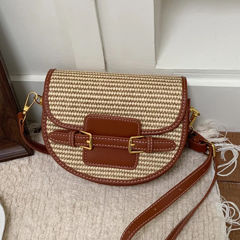 Luxury Bags Mini - Englischer Stil Mini-Strohsatteltaschen für Damen –