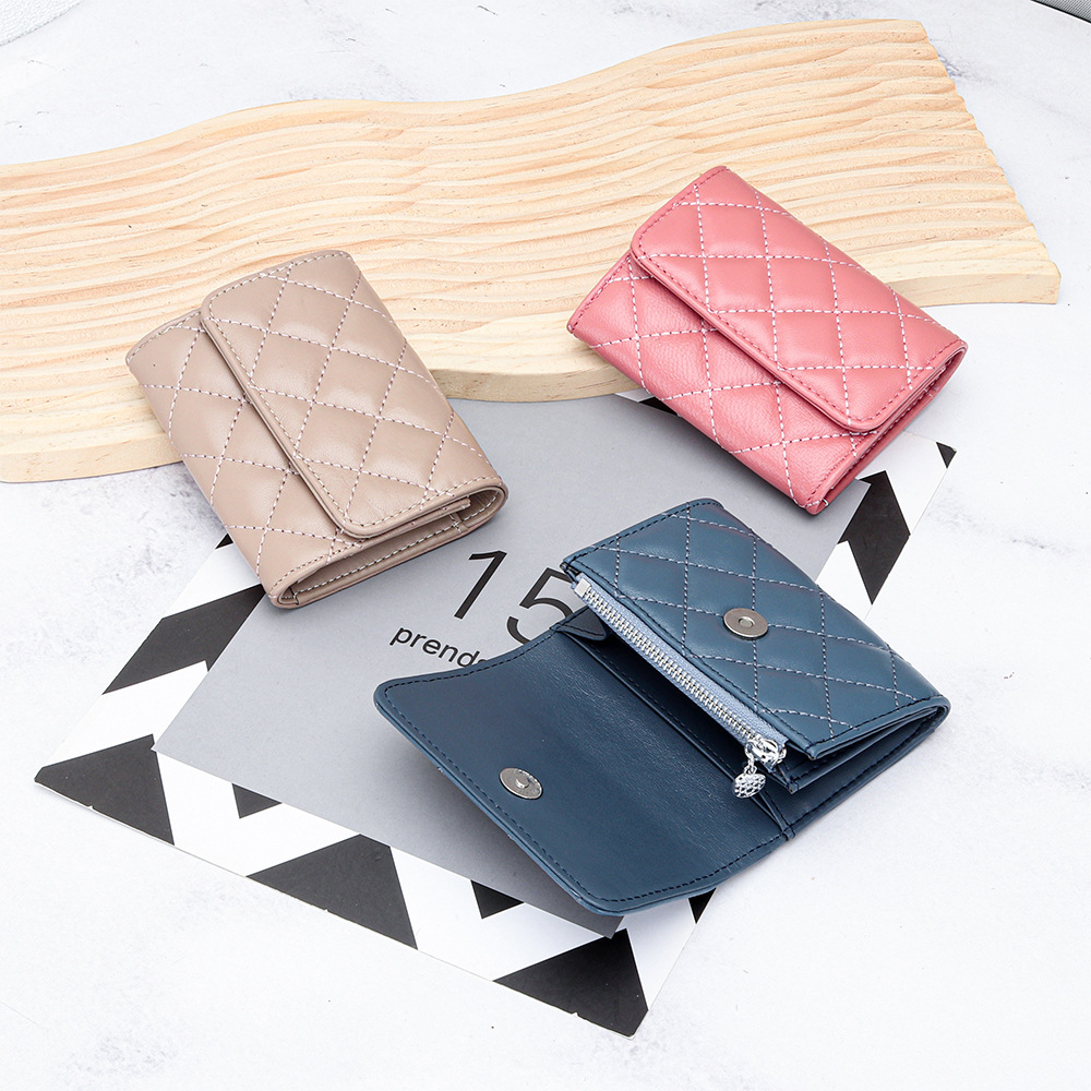 Luxury Bags Names - Schaffell Stepp Kartenhalter Frauen Bifold Leder